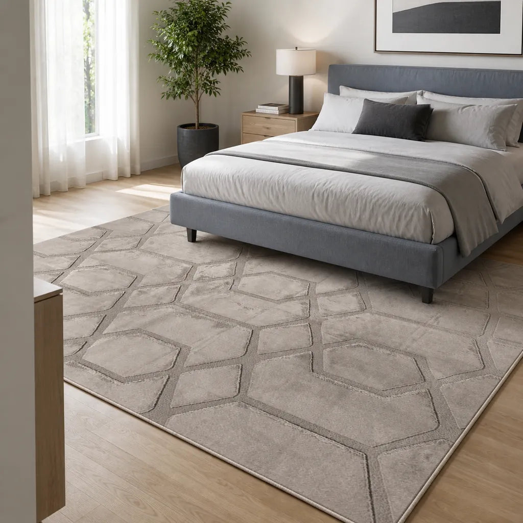Isfahan rug in Stone - lifestyle view - Linen and Co#Colour_Stone