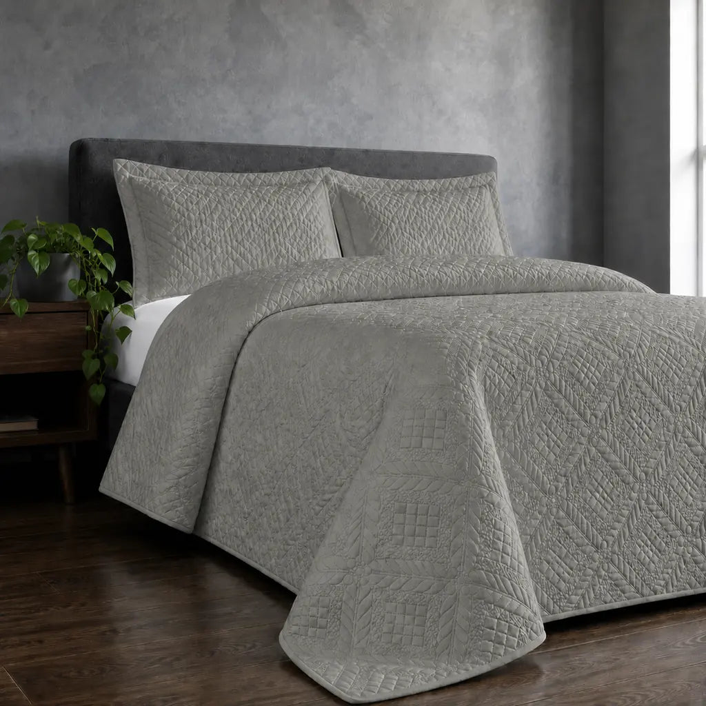 Platinum Istanbul Quilted Bedspread Set - Hero room view
