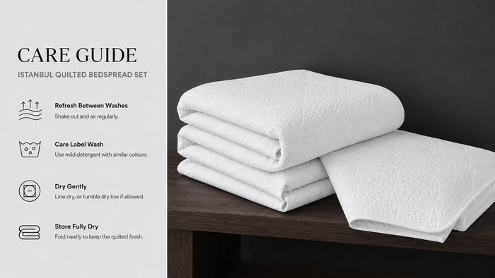 Care notes imagery for Istanbul Quilted Bedspread Set