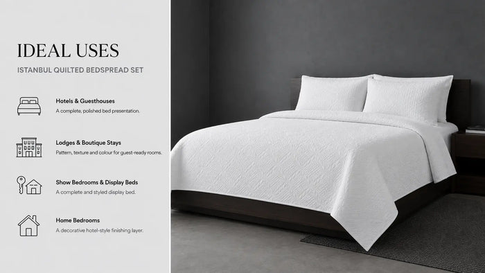 Ideal uses for Istanbul Quilted Bedspread Set