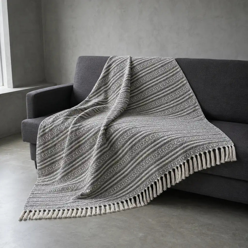 Jenna Cotton Throw in Grey #Colour_Grey