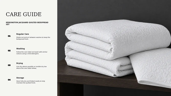 Care notes imagery for Kensington Jacquard Quilted Bedspread Set