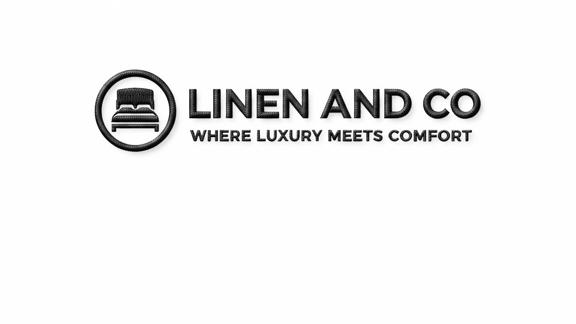 Linen and Co logo with tagline Where Comfort Meets Luxury on white background