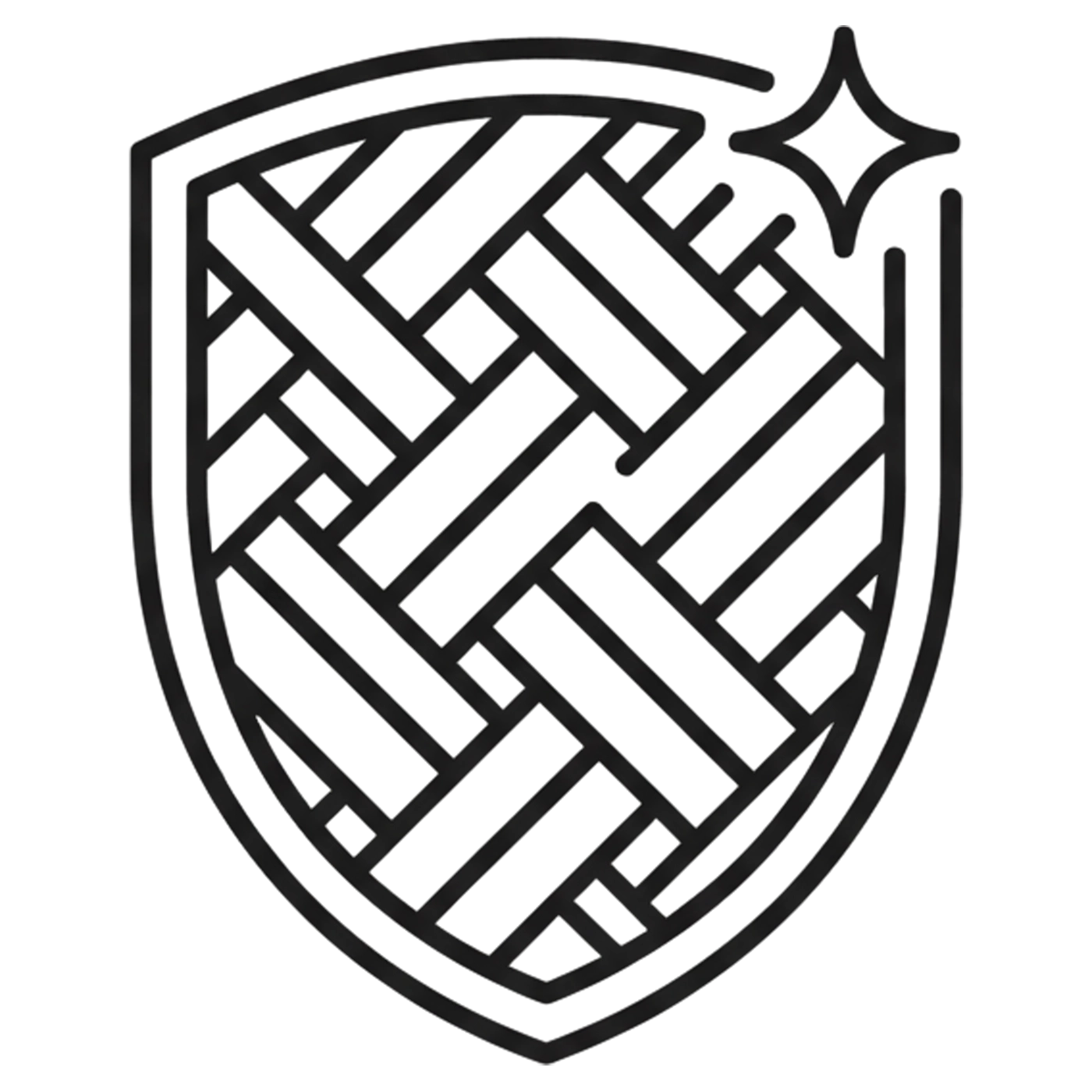 Linen and Co hospitality grade durability logo, shield symbol representing premium textile quality and durability assurance.