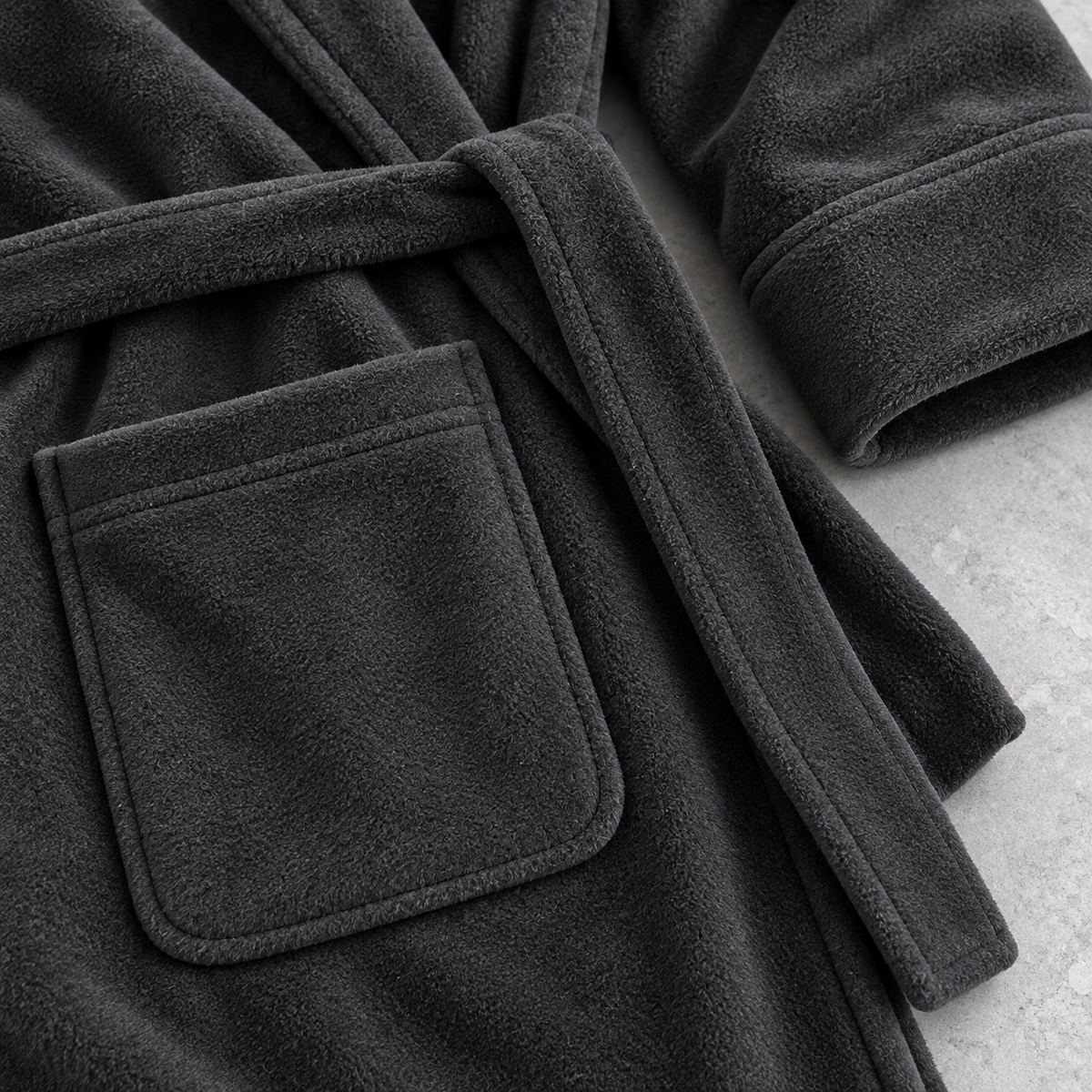 Grey Luxury Plush Bath Robe - plush detail - Linen and Co