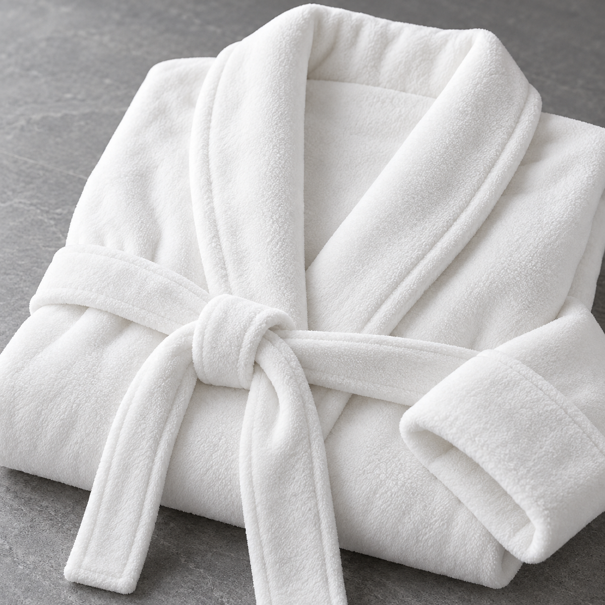 White Luxury Plush Bath Robe - plush detail - Linen and Co
