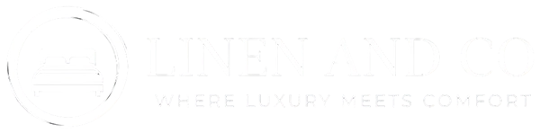 Linen and Co white logo with tagline "Where Luxury Meets Comfort" - premium hospitality textiles brand