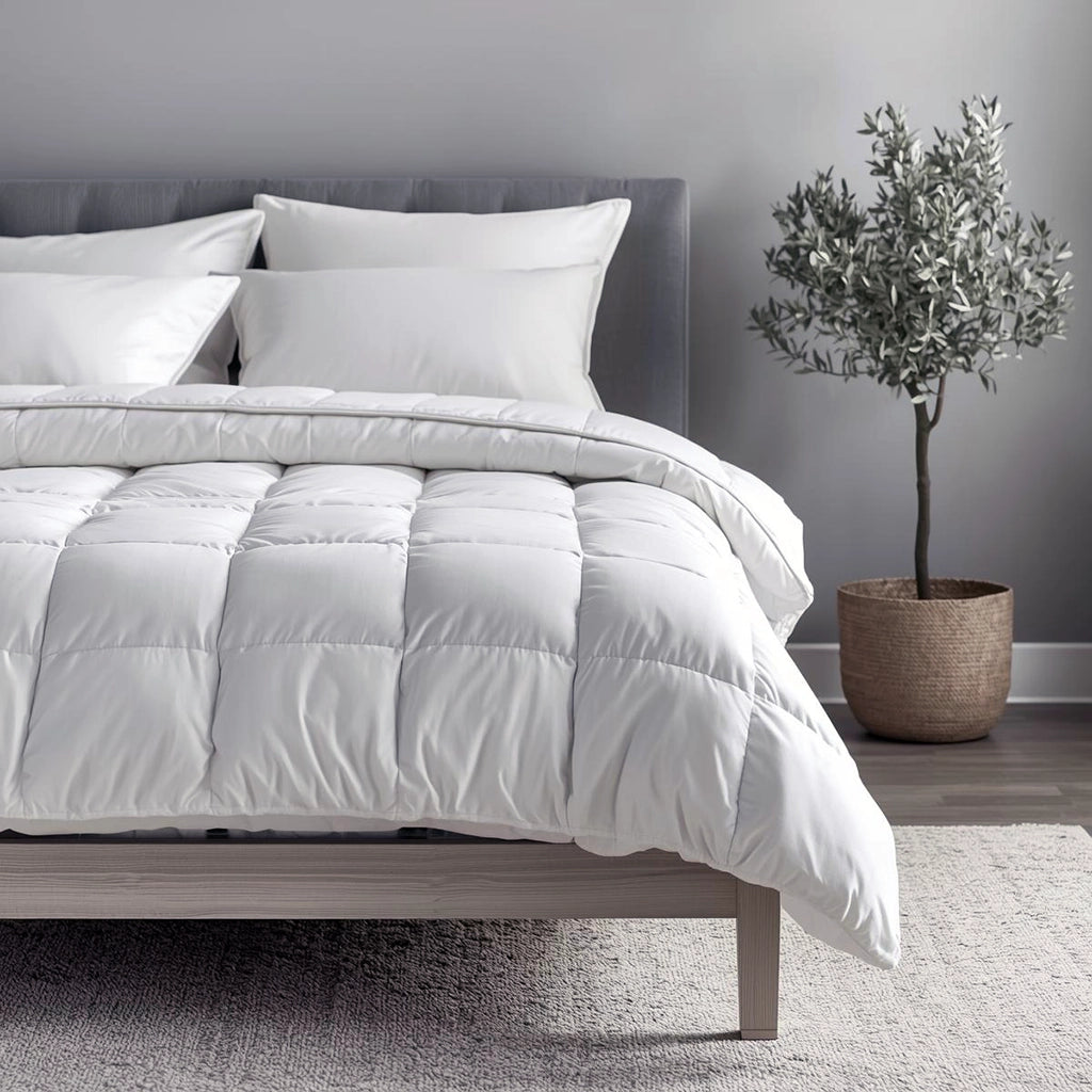Linen and Co luxury microfibre duvet inner styled for soft, comfortable hospitality and residential bedding in South Africa
