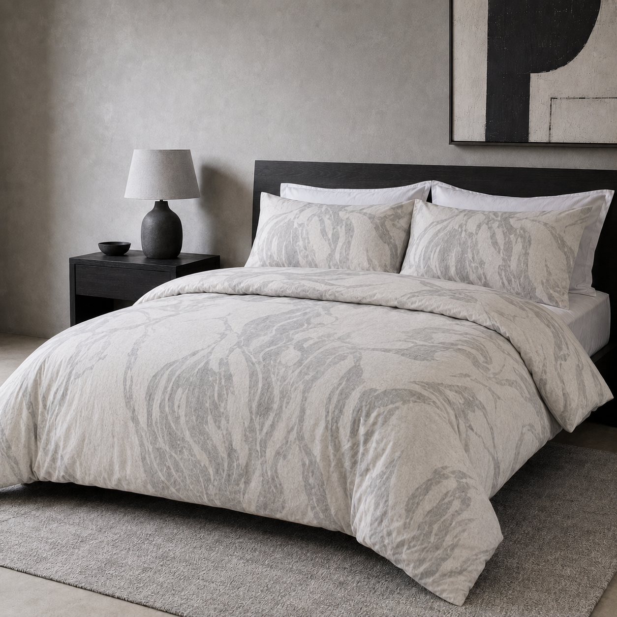 Marble Classic cotton duvet cover set styled on a bed