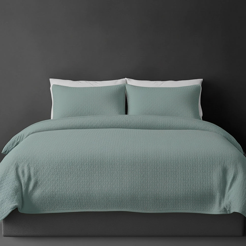 Marine Berlin bedspread on bed by Linen and Co - luxury hospitality bedspread with textured finish