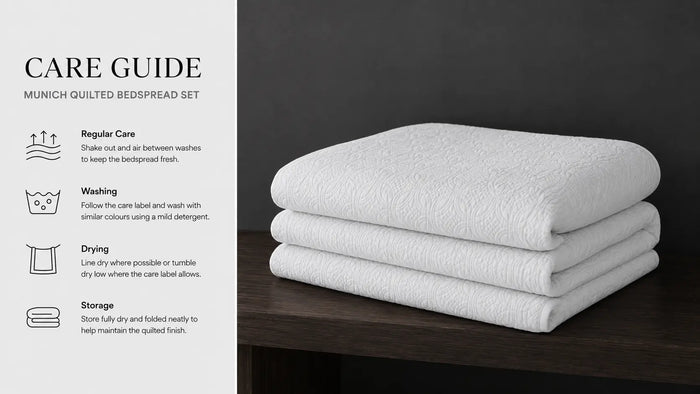 Care notes imagery for Munich Quilted Bedspread Set
