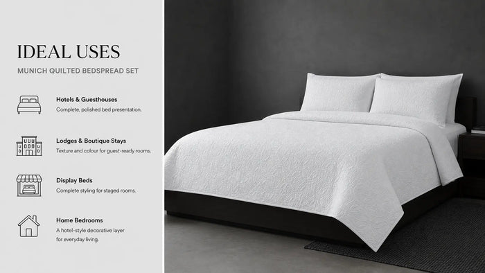 Ideal uses for Munich Quilted Bedspread Set