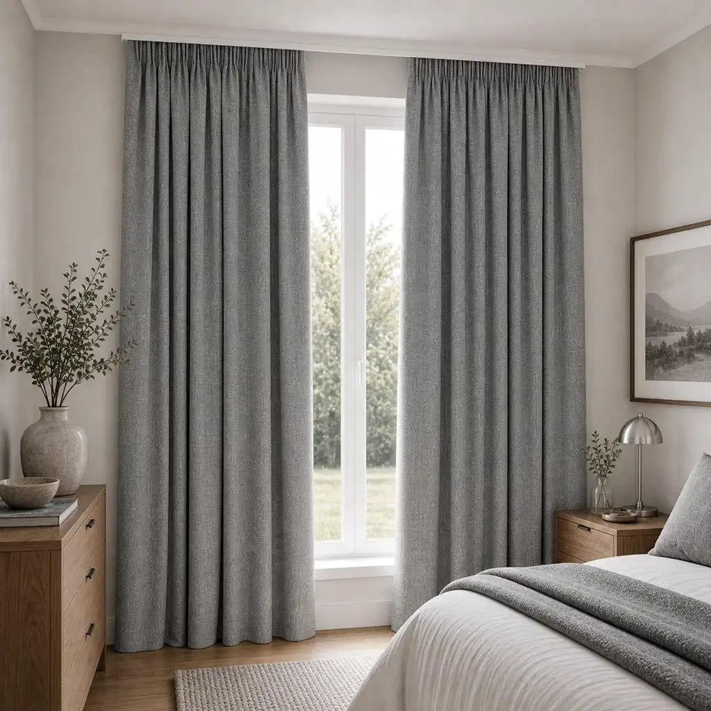 Obscura Misty blockout ready-made taped curtain by Silk House for Linen & Co