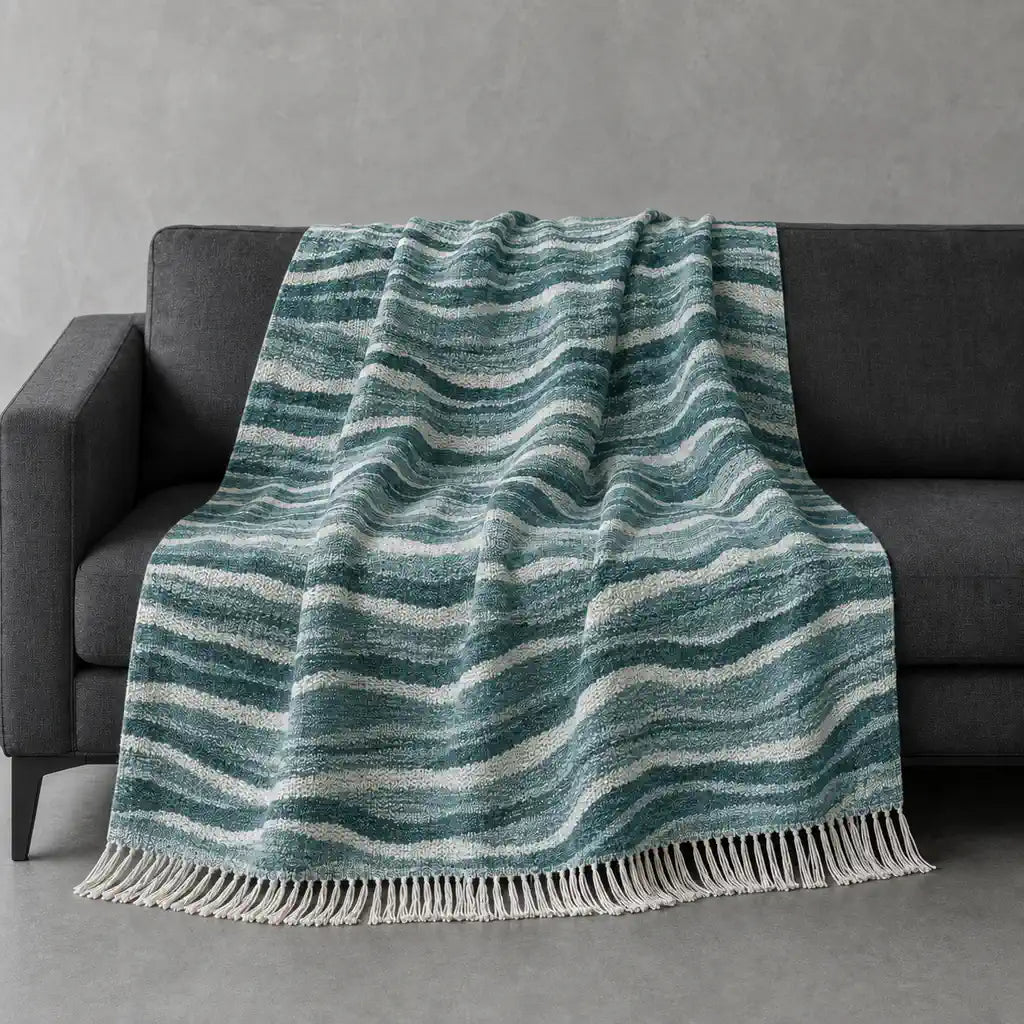Olivia Cotton Throw in Teal #Colour_Teal