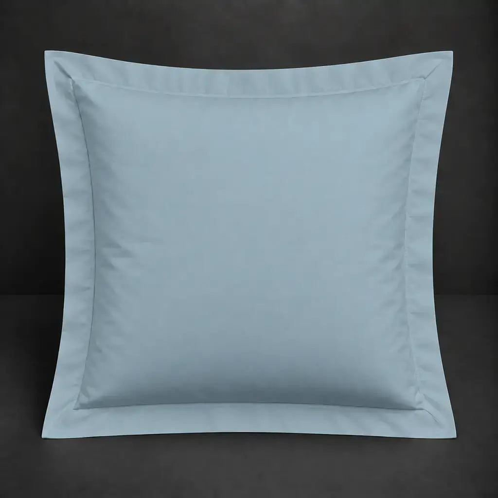 Duck egg Oxford 200TC cotton percale continental pillowcase with no satin stitch border by Linen and Co