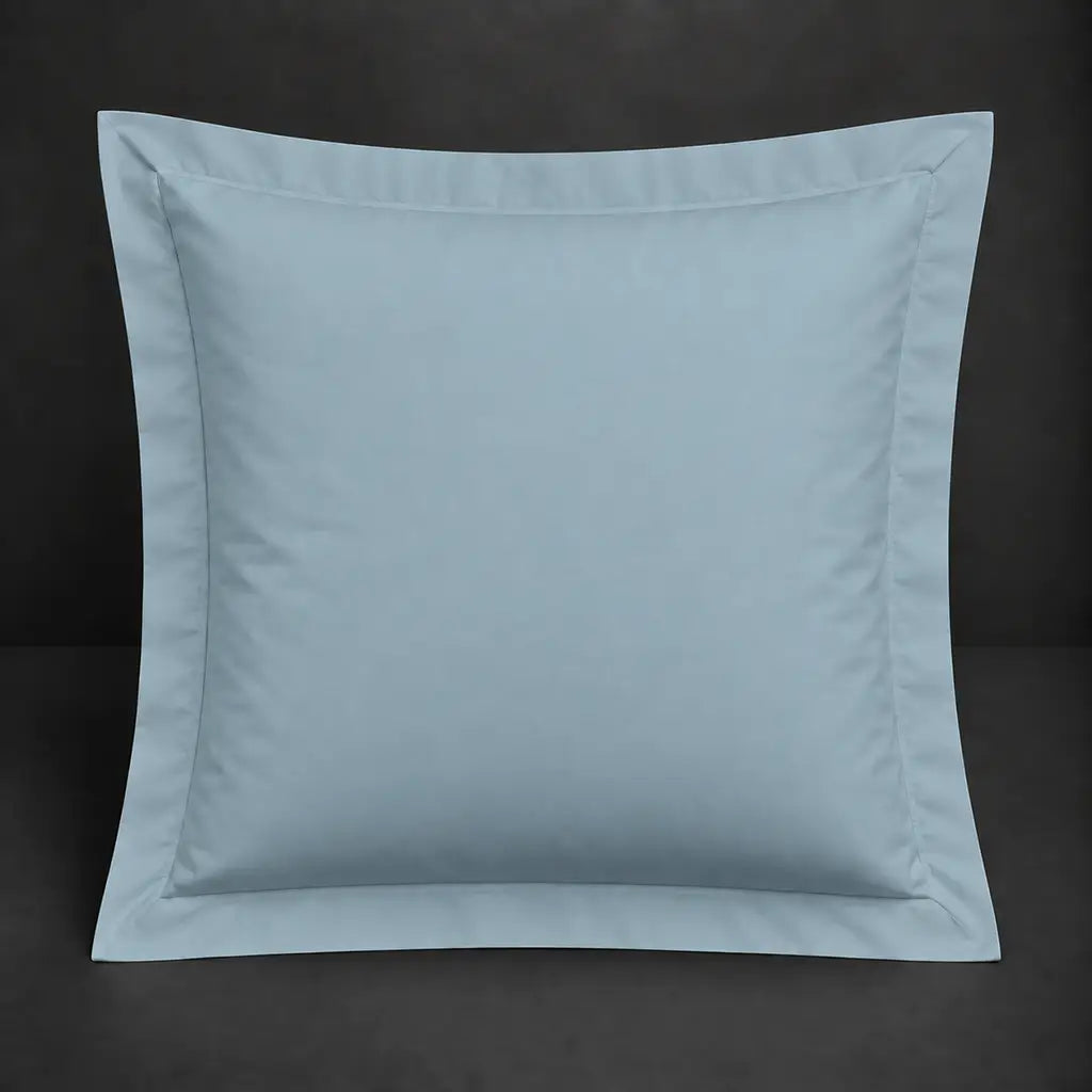 Duck egg Oxford 200TC polycotton percale continental pillowcase with no satin stitch border by Linen and Co