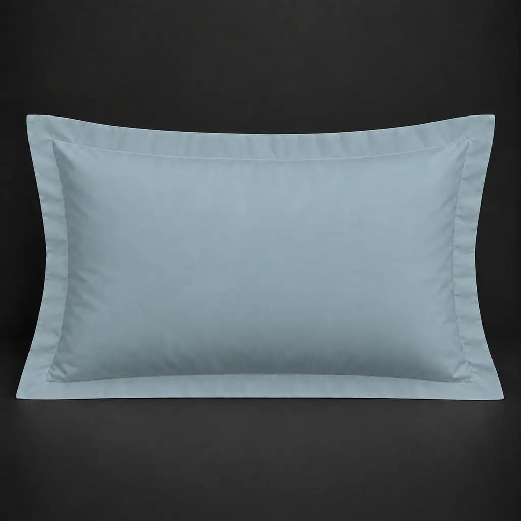 Duck Egg Oxford 200TC polycotton percale pillowcase for Standard and King sizes with no satin stitch border by Linen and Co