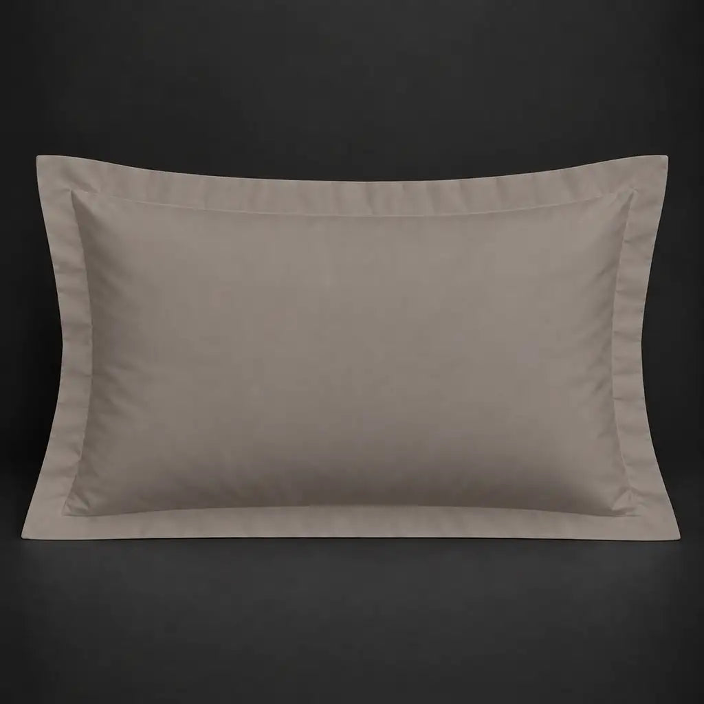 Stone Oxford 200TC cotton percale pillowcase for Standard and King sizes with no satin stitch border by Linen and Co