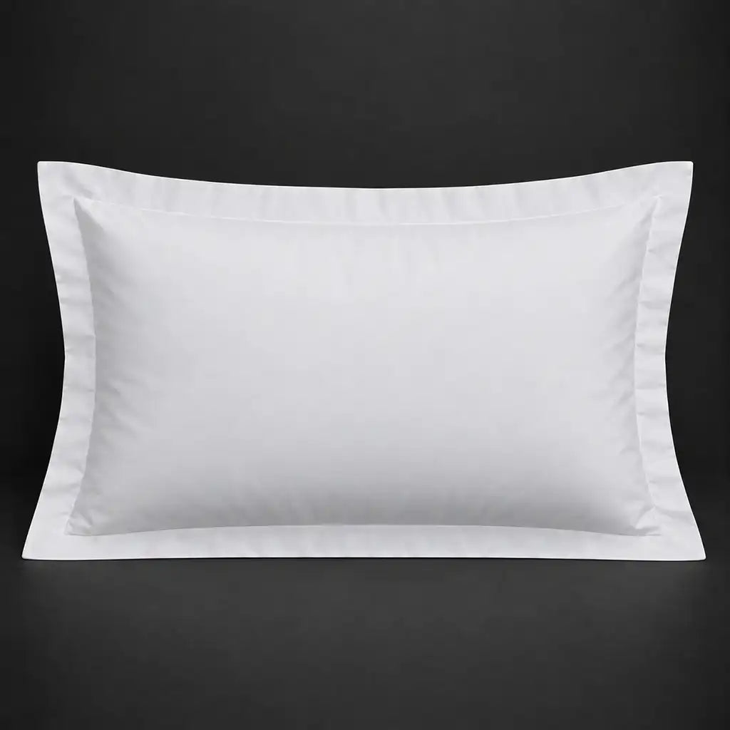 White Oxford 300TC 100% cotton percale pillowcase for Standard and King sizes with no satin stitch border by Linen and Co