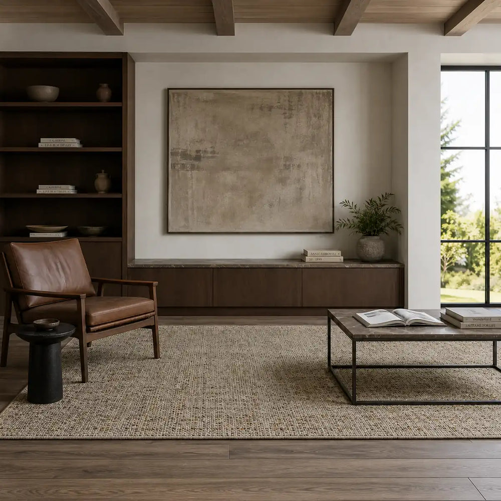 Papini Hunter rug in Dijon - lifestyle view - Linen and Co#Colour_Dijon