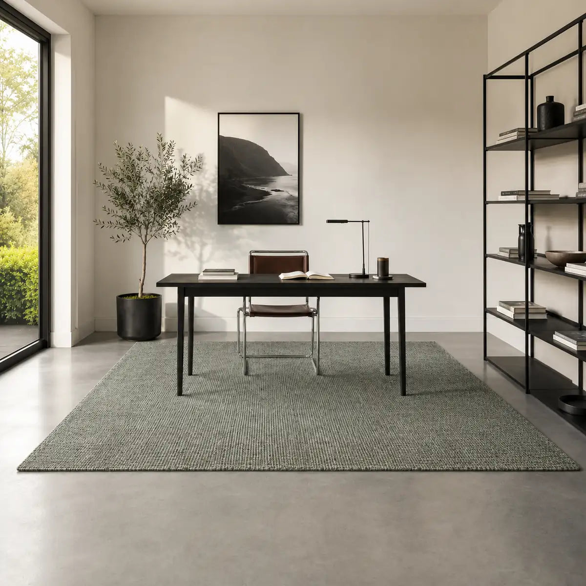 Papini Hunter rug in Fresh Moss - lifestyle view - Linen and Co