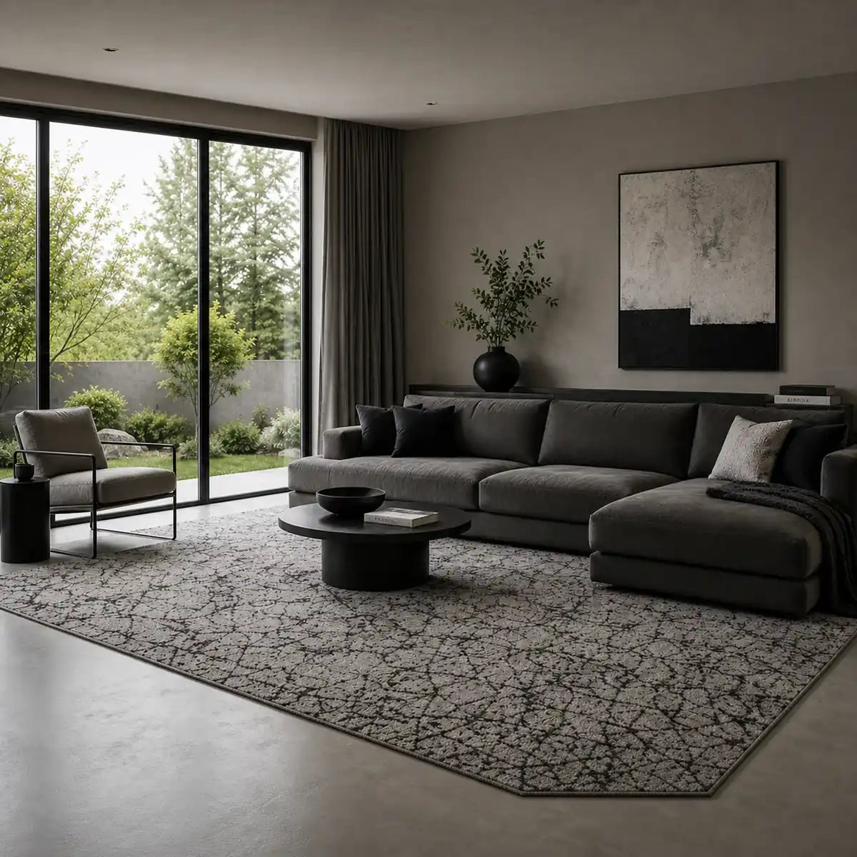 Papini Lynx rug in Gun Powder - lifestyle view - Linen and Co