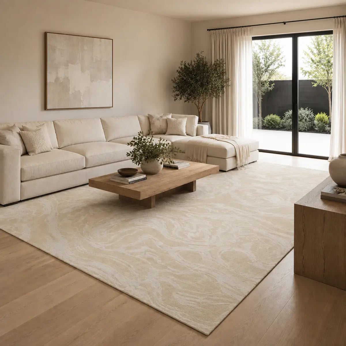 Papini Merapi rug in Pearl - lifestyle view - Linen and Co