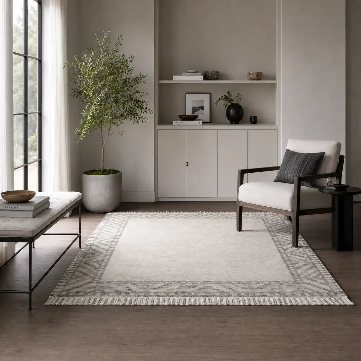 Papini Mesa rug in Pumice - lifestyle view - Linen and Co