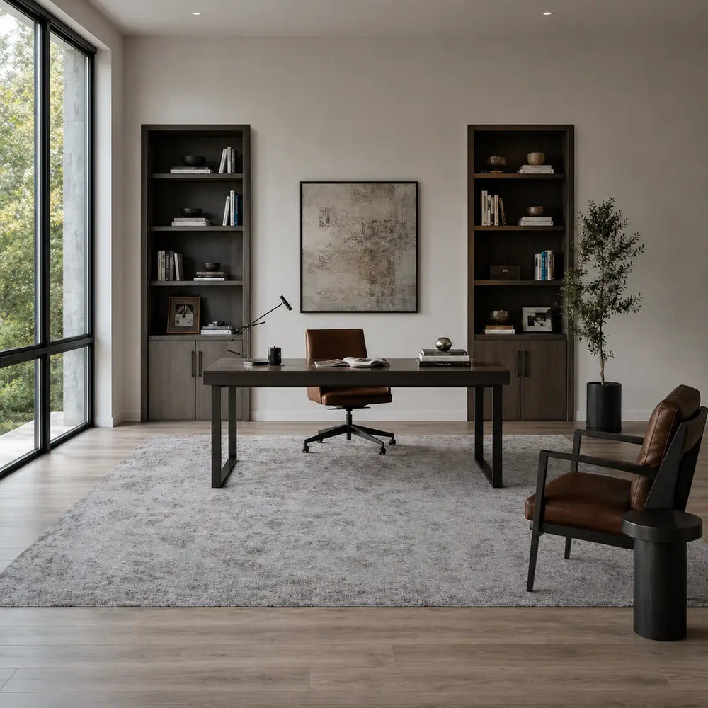 Papini Vesta rug in Slate - lifestyle view - Linen and Co#Colour_Slate