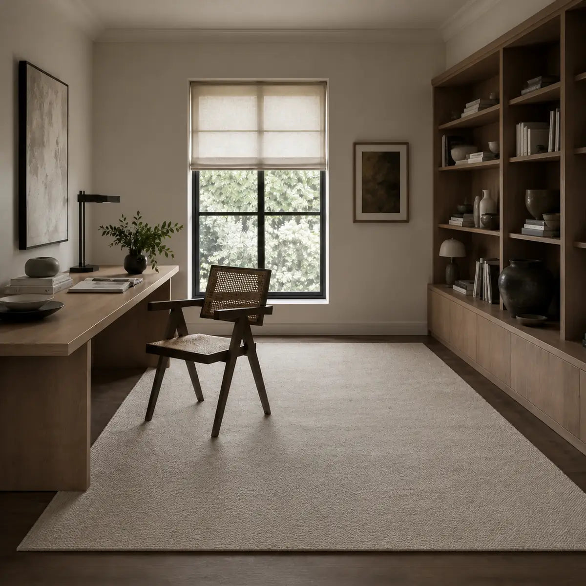Papini Wayfarer rug in Pebble - lifestyle view - Linen and Co