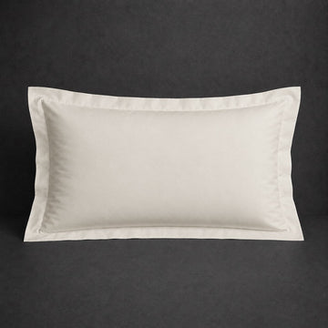 Cream polycotton percale 200TC Oxford pillow case, Standard and King, no satin stitch — front view.