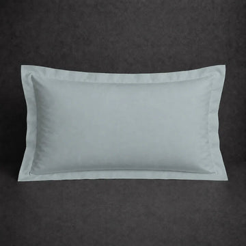 Duck Egg polycotton percale 200TC Oxford pillow case, Standard and King, no satin stitch — front view.