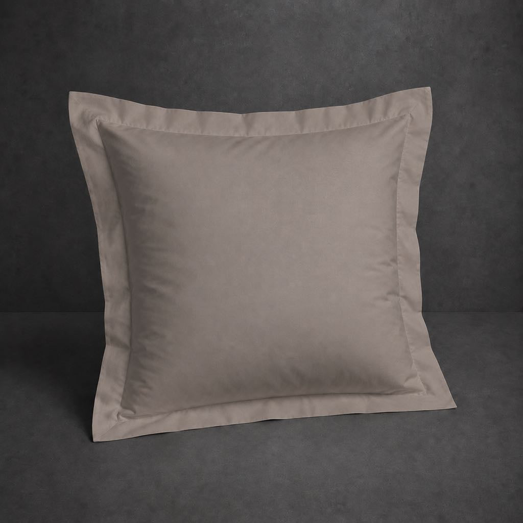 Stone polycotton percale 200TC Oxford pillow case, Continental, no satin stitch — front view.