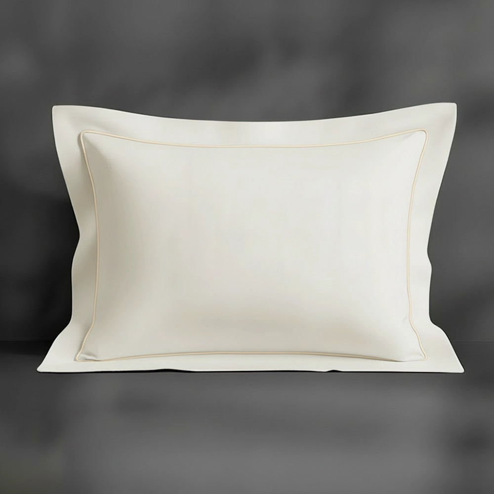 Cream Oxford pillowcase with cream satin stitch by Linen and Co - premium bed linen