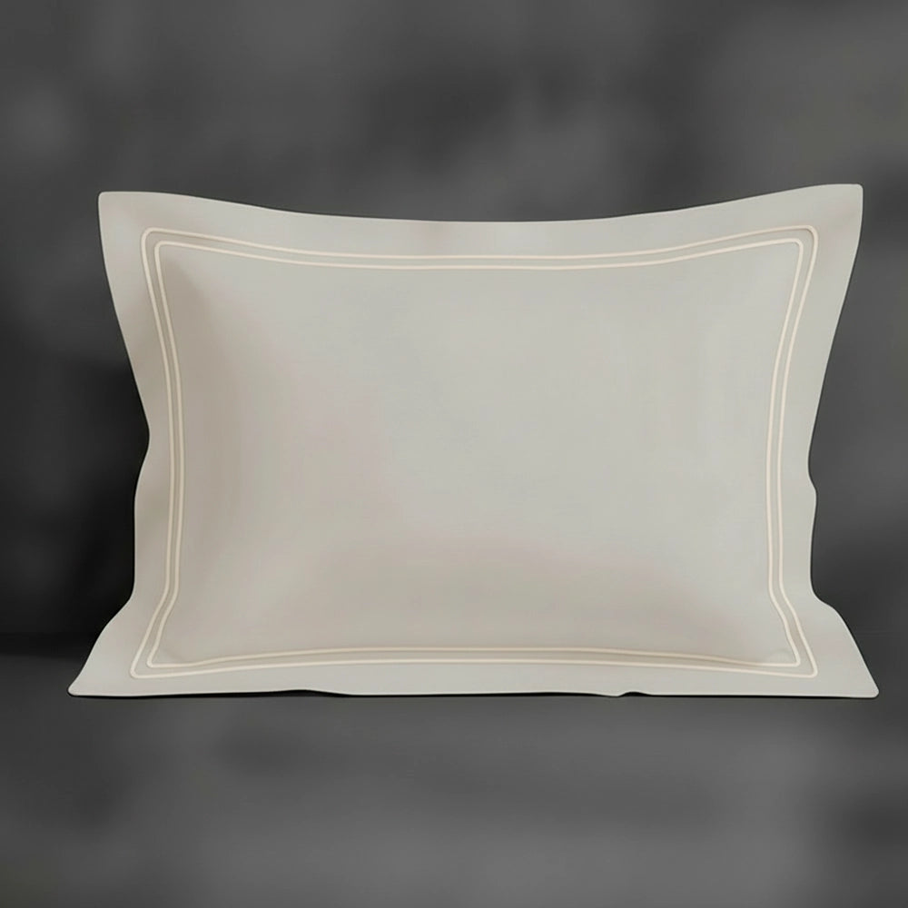 Cream Oxford pillowcase with cream double satin stitch by Linen and Co - premium bed linen