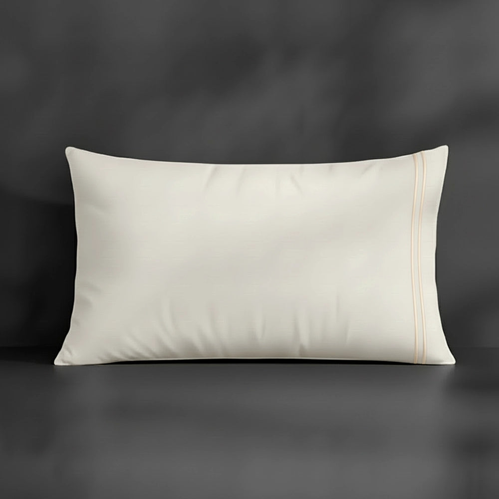 Cream Plain pillowcase with cream satin stitch by Linen and Co - premium bed linen