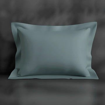 Duck Egg Oxford Percale Pillow Case with no satin stitch - Linen and Co