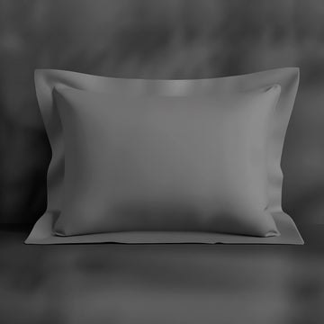 Grey Oxford Percale Pillow Case with no satin stitch - Linen and Co