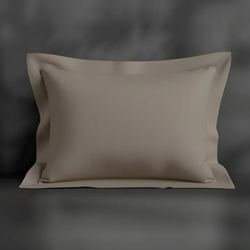 Stone Oxford Percale Pillow Case with no satin stitch - Linen and Co