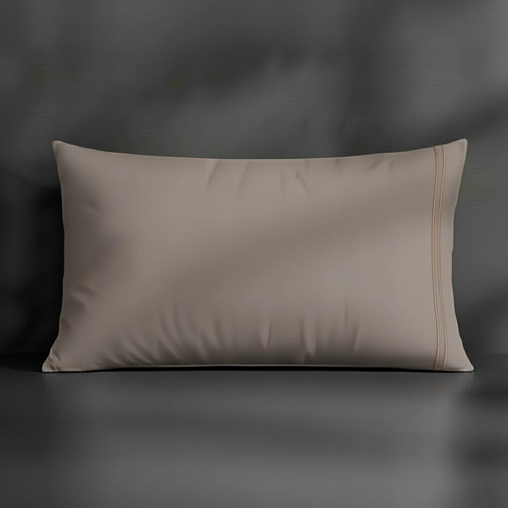 Stone Plain pillowcase with stone satin stitch by Linen and Co - premium bed linen