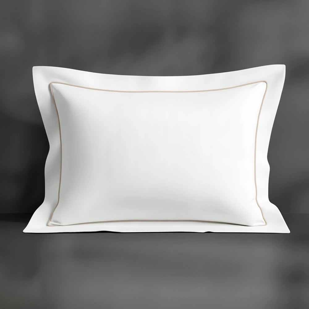 White Oxford pillowcase with stone satin stitch by Linen and Co - premium bed linen