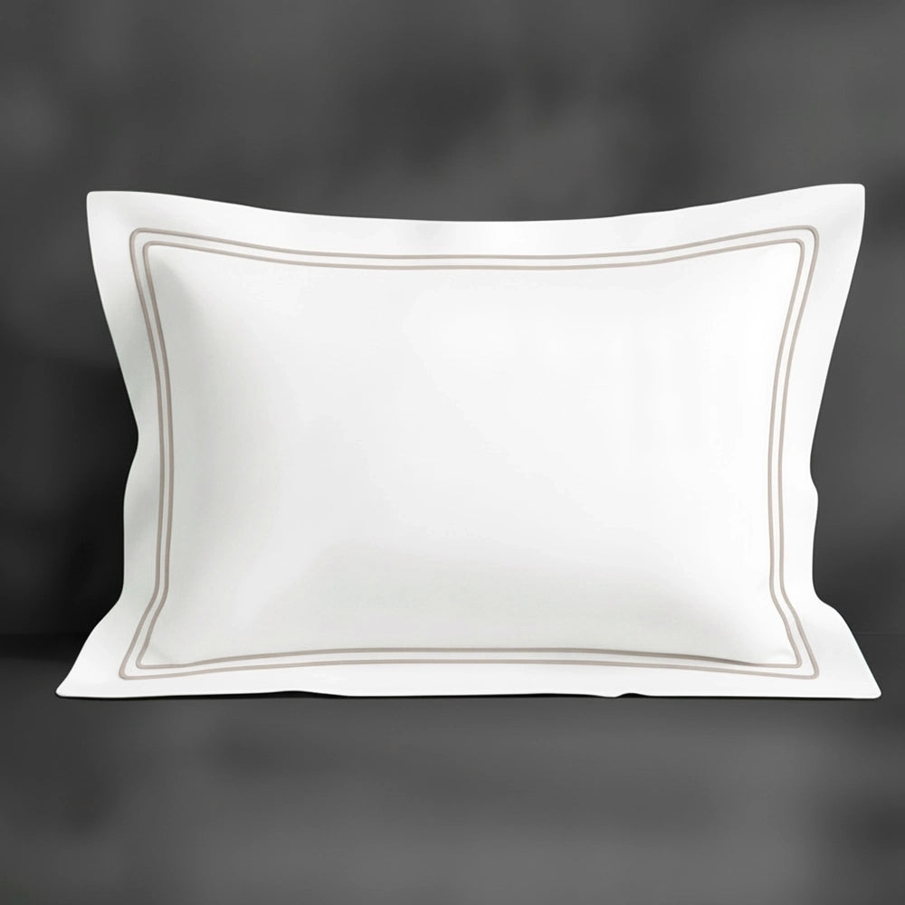 White Oxford pillowcase with stone double satin stitch by Linen and Co - premium bed linen