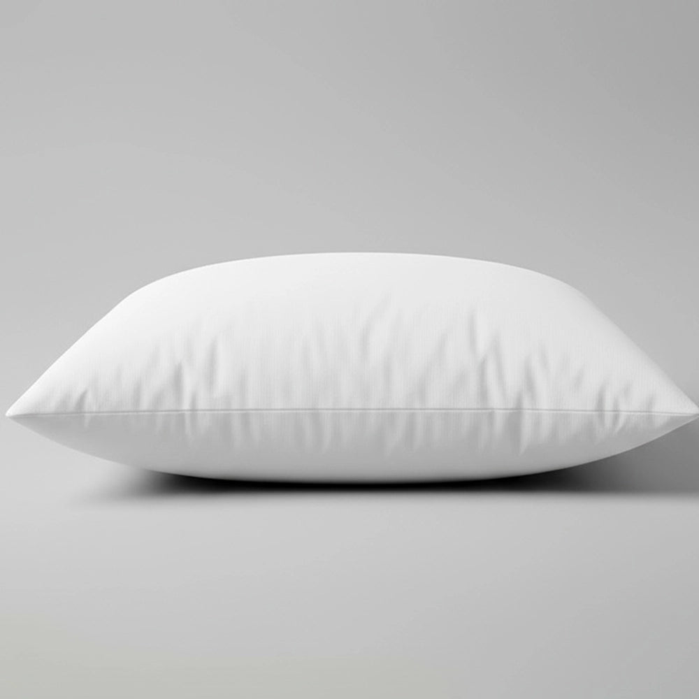Premium Hungarian goose down pillow with white cotton cover displayed on neutral grey background, showcasing luxury texture and professional hospitality-grade quality