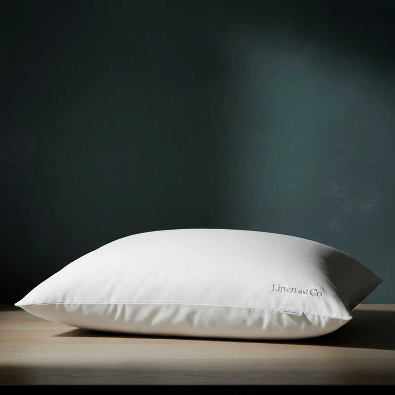 Luxury white pillow by Linen and Co - premium hospitality bed linen for hotels and guest houses