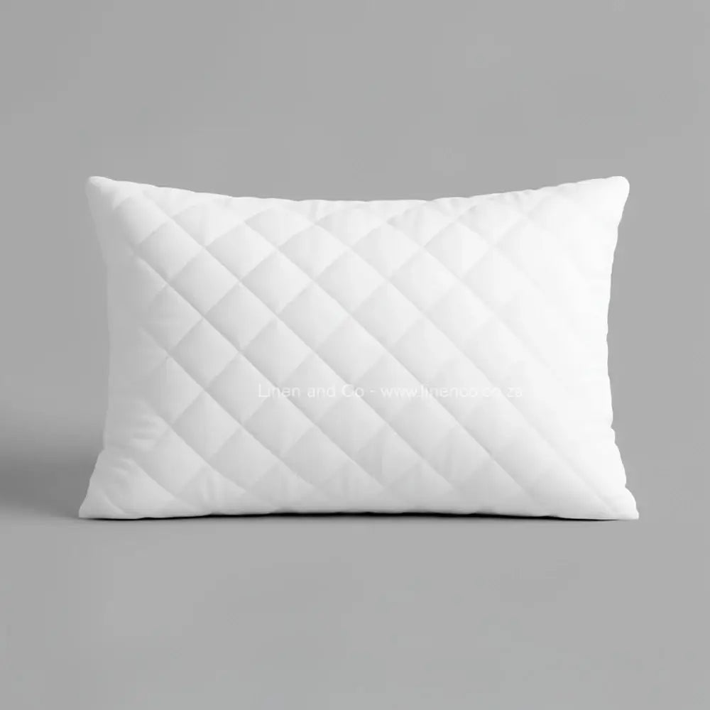 Quilted Wetsafe Pillow Protector in Standard size (45x 45cm) – white quilted waterproof pillow cover with diamond quilting pattern, displayed on neutral background. Hospitality-grade, machine washable pillow protection by Linen & Co