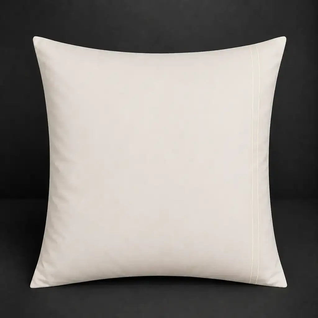 Cream plain 200TC 100% cotton percale continental pillowcase with two row cream satin stitch border by Linen and Co