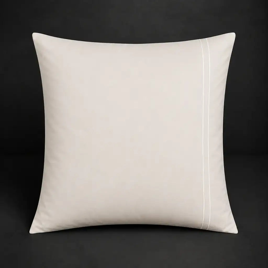 Cream plain 200TC 100% cotton percale continental pillowcase with two row white satin stitch border by Linen and Co