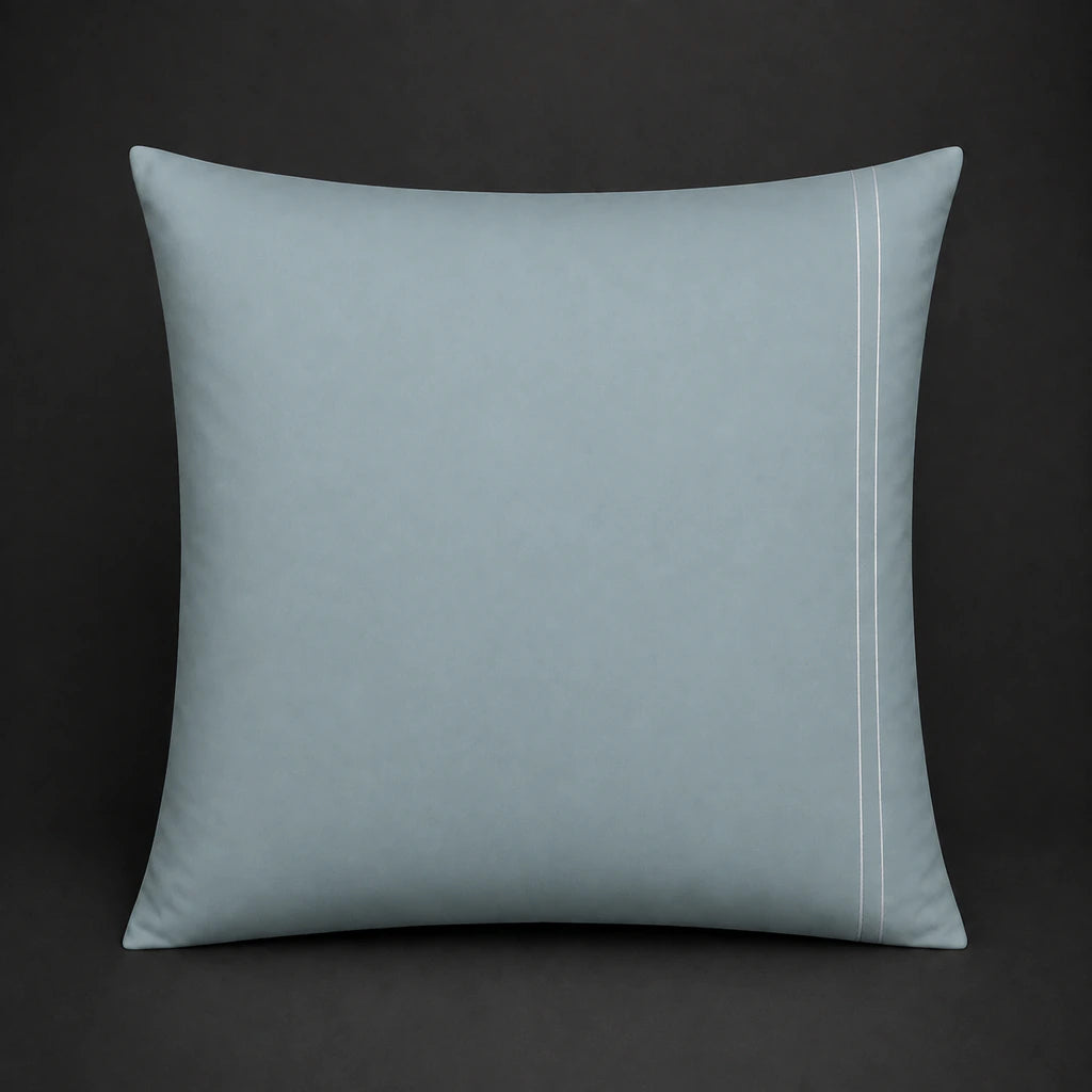 Duck Egg plain 200TC polycotton percale continental pillowcase with two row white satin stitch border by Linen and Co