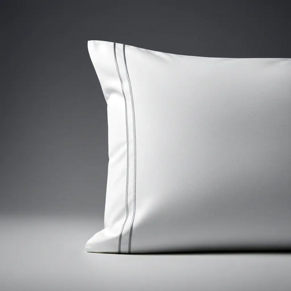 Plain Two Row Satin Stitch – White Cotton 300TC Oxford Pillow Case – Linen and Co