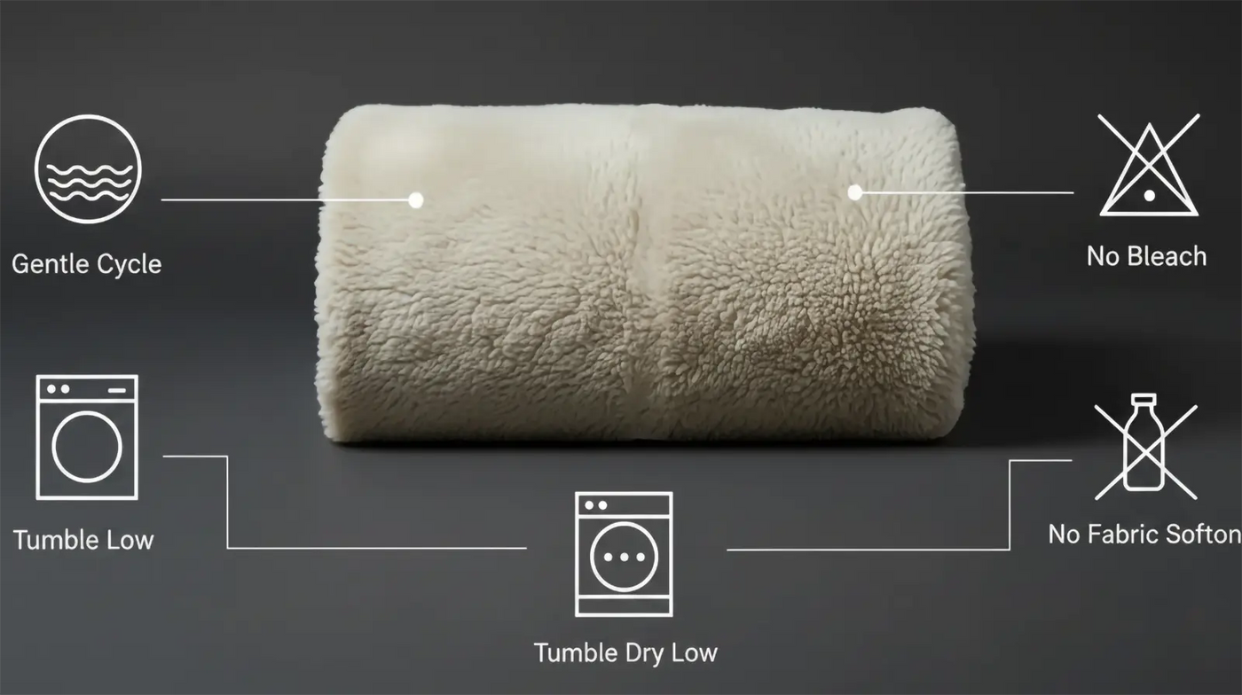 Care guide for Plush Microfibre Blanket